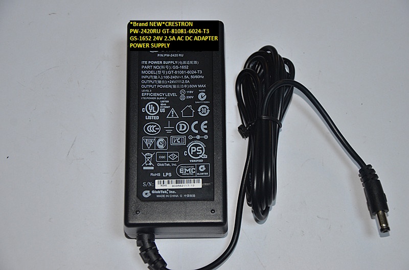 *Brand NEW*CRESTRON PW-2420RU GT-81081-6024-T3 GS-1652 24V 2.5A AC DC ADAPTER POWER SUPPLY